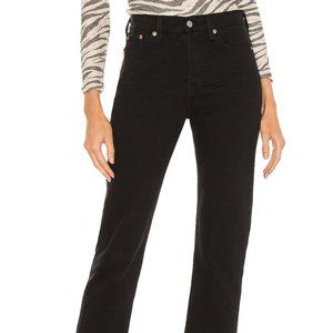 Black Levi's Wedgie Straight Leg Crop Jeans